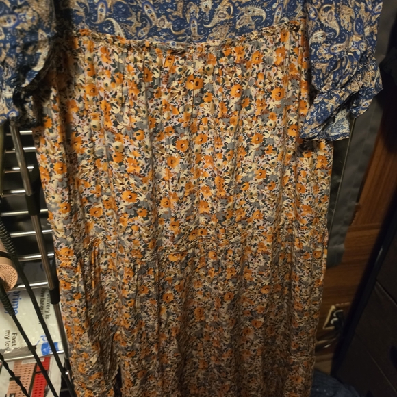 NATURAL LIFE Navy Paisley Print Maxi Dresd with Tan Accents - Picture 5 of 5